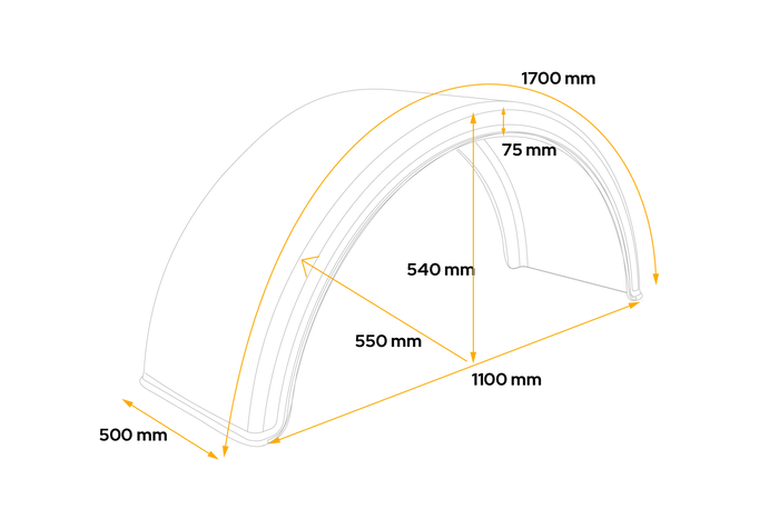 Dobbeltskærm til trailer 19,5-22,5" DOMAR DK1535 hjulkasse 1100/500mm