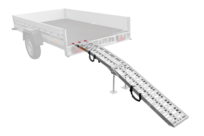 UNITRAILER ALR003 foldbar rampe aluminiumsrampe til trailer 221cm 340kg med rem og støtte