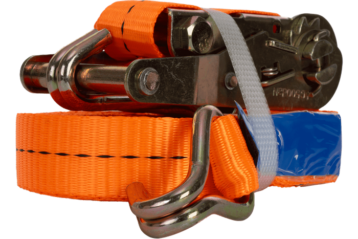 Sæt med fire UNITRAILER 10m/25mm/1t orange transportbånd med strammer