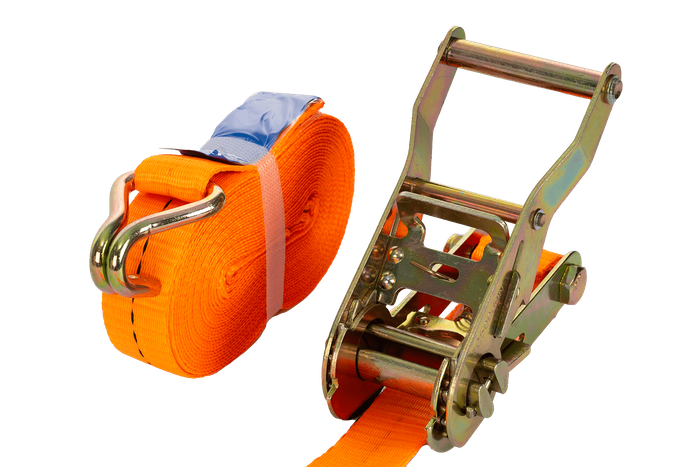 Sæt med fire UNITRAILER 6m/25mm/1t orange transportbånd med strammer