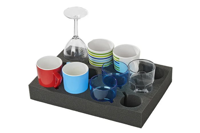 ProPlus 761472PM Camper kop- og glasholder, blødt skum, rummer 12 kopper
