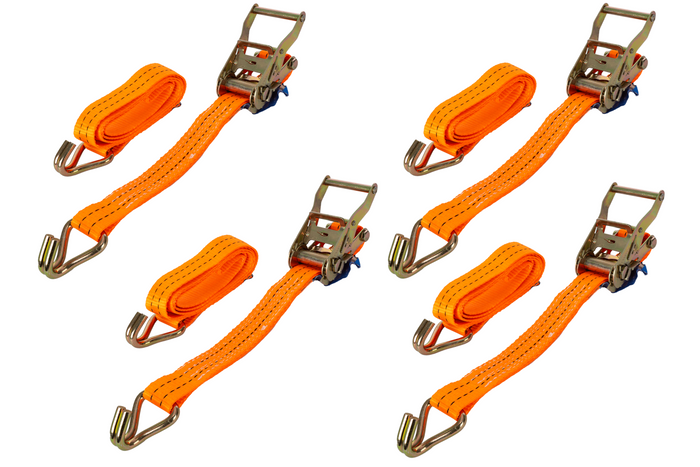 Sæt med fire UNITRAILER 2m/35mm/2t orange transportbånd med strammer
