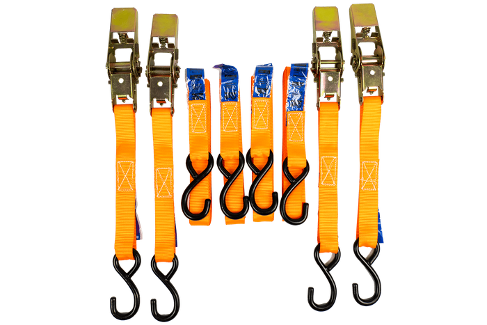 Sæt med fire UNITRAILER 4m/25mm/0.68t orange transportbånd med strammer